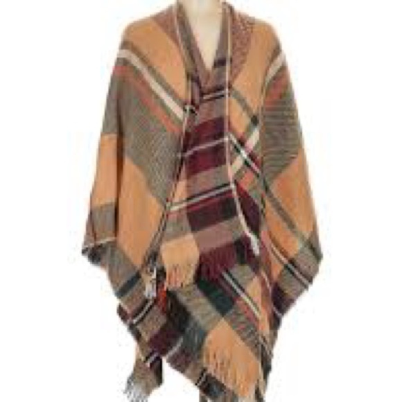 David and Young Accessories - David And Young Women's One Size Plaid Poncho Shawl Wrap